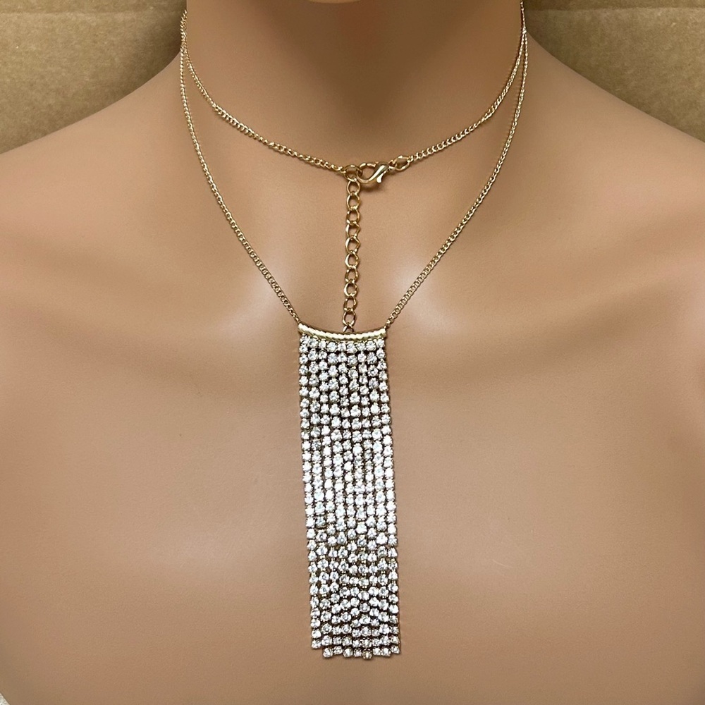 Dazzling Gold and Silver Rhinestone Necklace